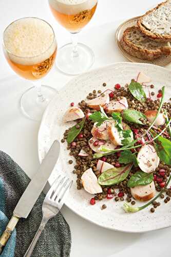 Salade de lentilles au boudin blanc