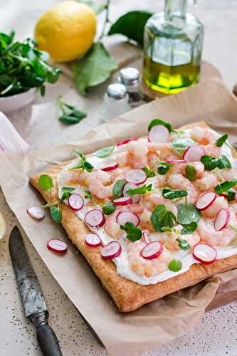 Tarte feuilletée aux crevettes