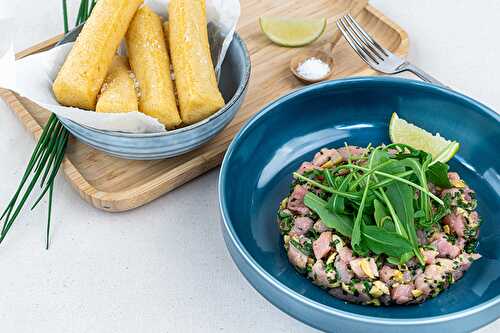 Tartare de veau aux olives, frites de panisse