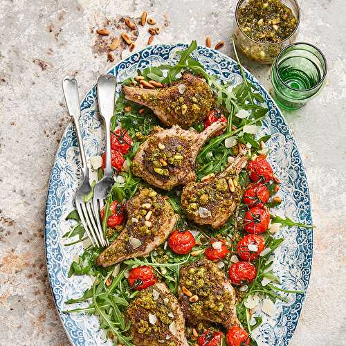 Côtes d’agneau en croûte de pesto