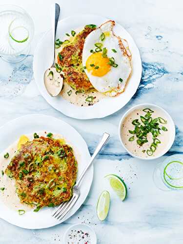 Galettes de courgettes et crème épicée