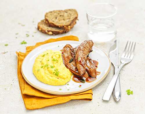 Purée de maïs et aiguillettes de canard au sirop d’érable