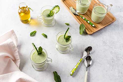 Soupe glacée concombre & menthe à l’huile d’olive de Nîmes AOP