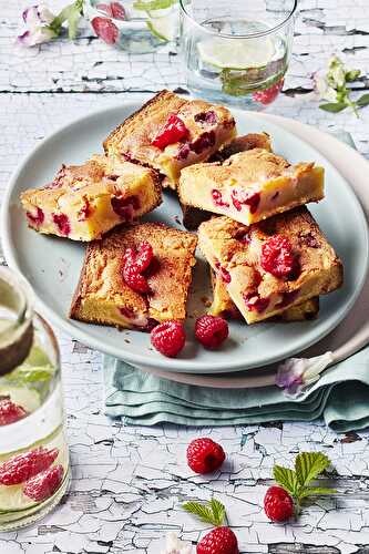 Brownie framboises chocolat blanc