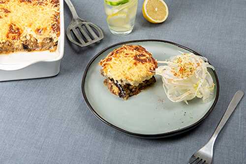 Moussaka de bœuf salade de fenouil au citron