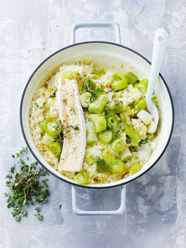 Risotto crémeux de poireaux et Brie