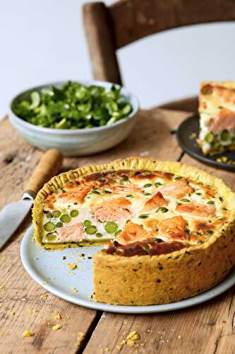 Quiche au Saumon Écossais Label Rouge, petits pois et fromage frais