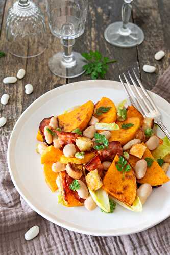 Salade chaud-froid Haricots Tarbais butternut & chorizo