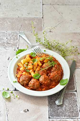 Gnocchis de Ratte du Touquet® et boulettes à la tomate