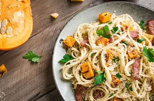 Spaghetti lardons et butternut