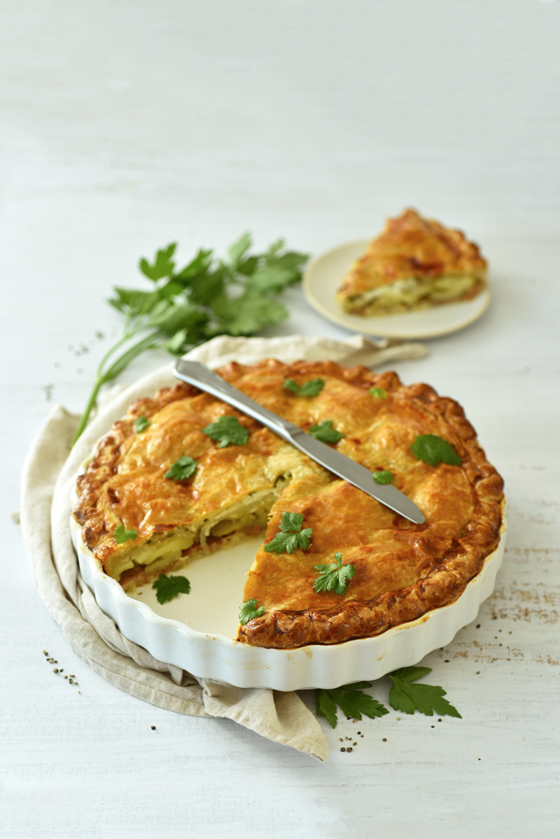 Tourte de Ratte du Touquet au jambon et au chèvre