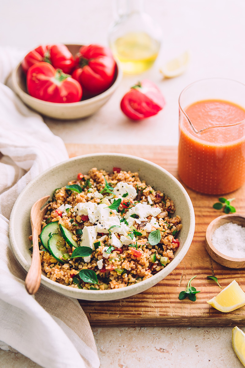 Salade fraîcheur au boulghour et Gaspacho « Picante »