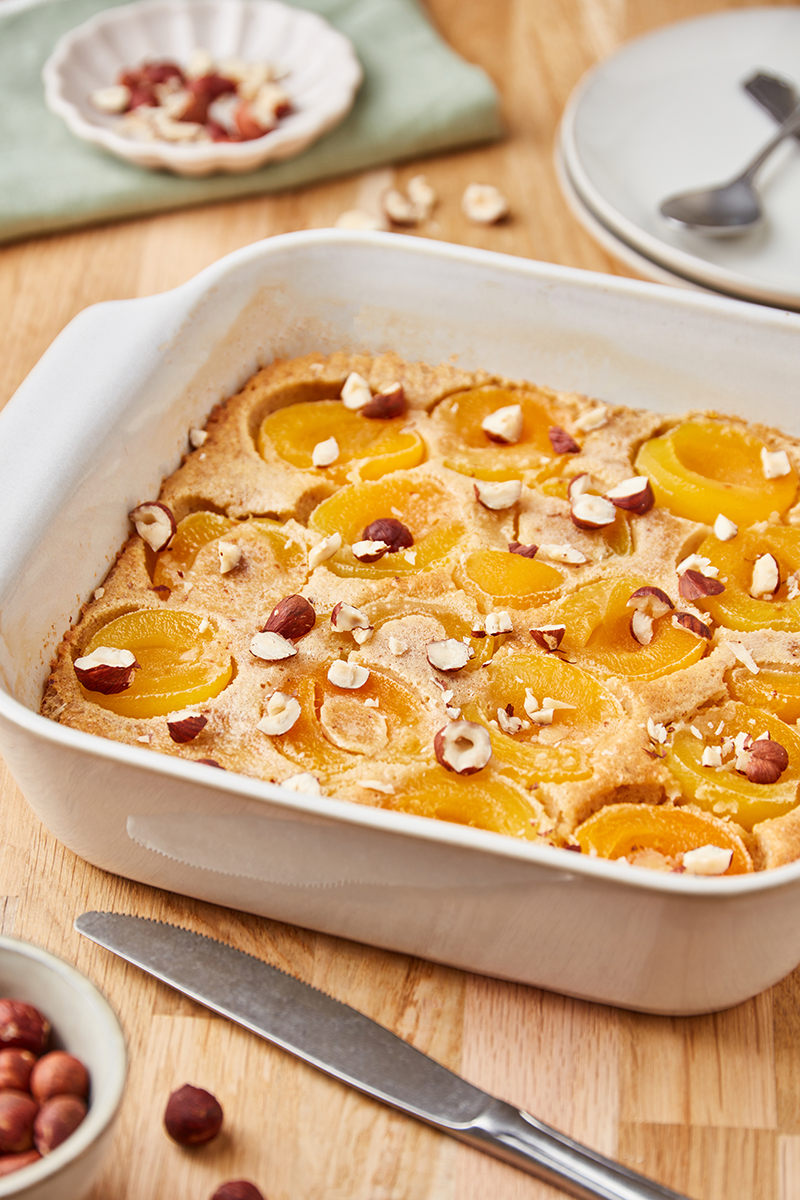 Clafoutis aux abricots et noisettes