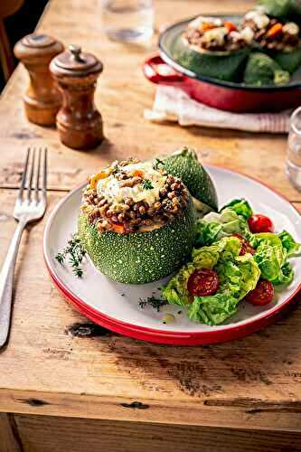 Courgettes farcies aux lentilles et au chèvre