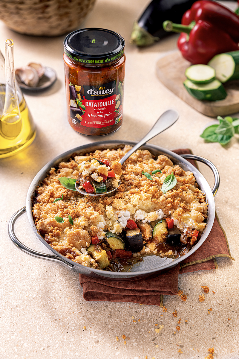 Crumble de ratatouille au chèvre frais