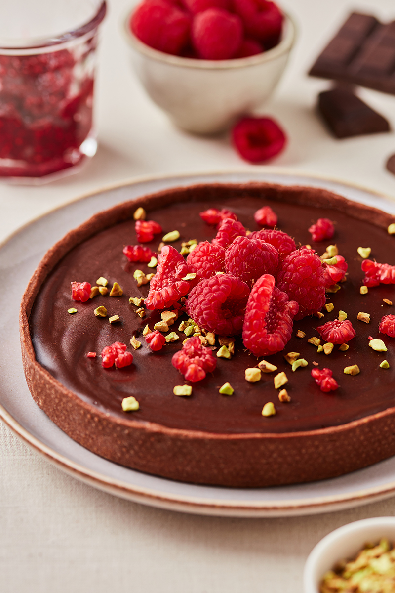 Tarte chocolat noir et framboises