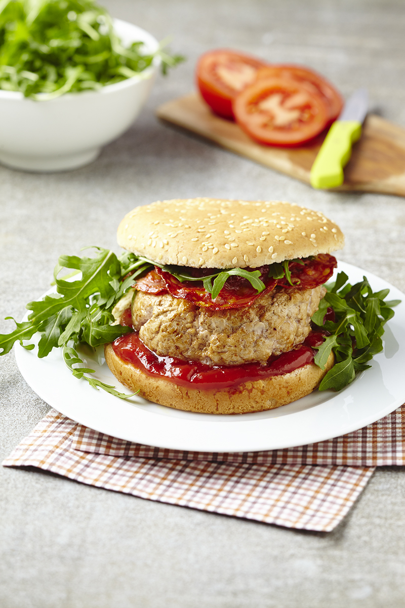 Burgers de veau au chorizo et à la roquette