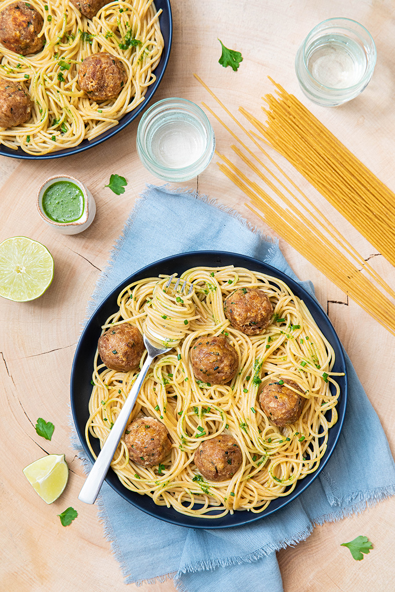Spaghetti Lustucru aux boulettes de thon et aromates
