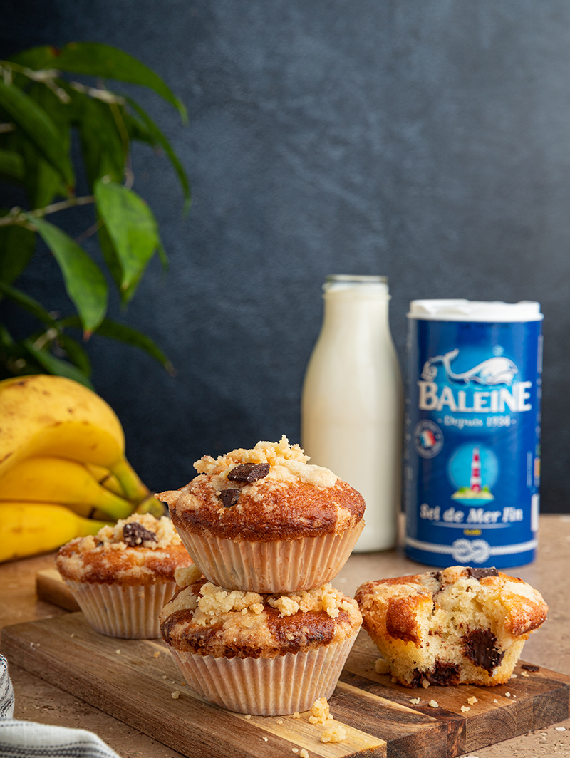 Muffins aux bananes et pépites de chocolat