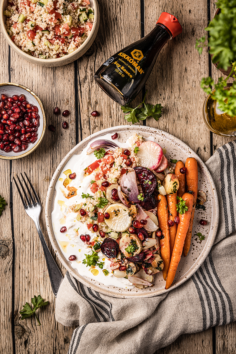 Couscous aux légumes grillés et à la burrata