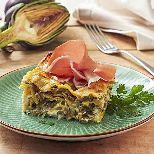 Lasagnes aux artichauts et jambon de Parme