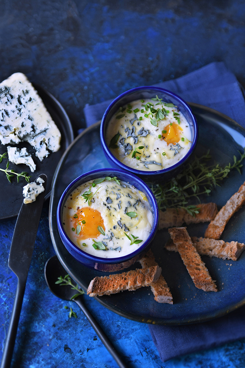 Œufs cocotte au bleu des Causses