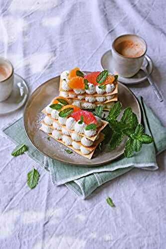 Millefeuille de lasagnes chantilly et agrumes