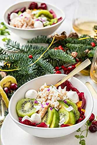 Salade bowl au crabe, kiwi et coco