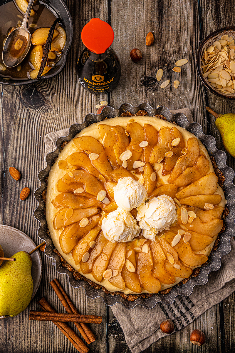 Tarte aux poires caramélisées vegan