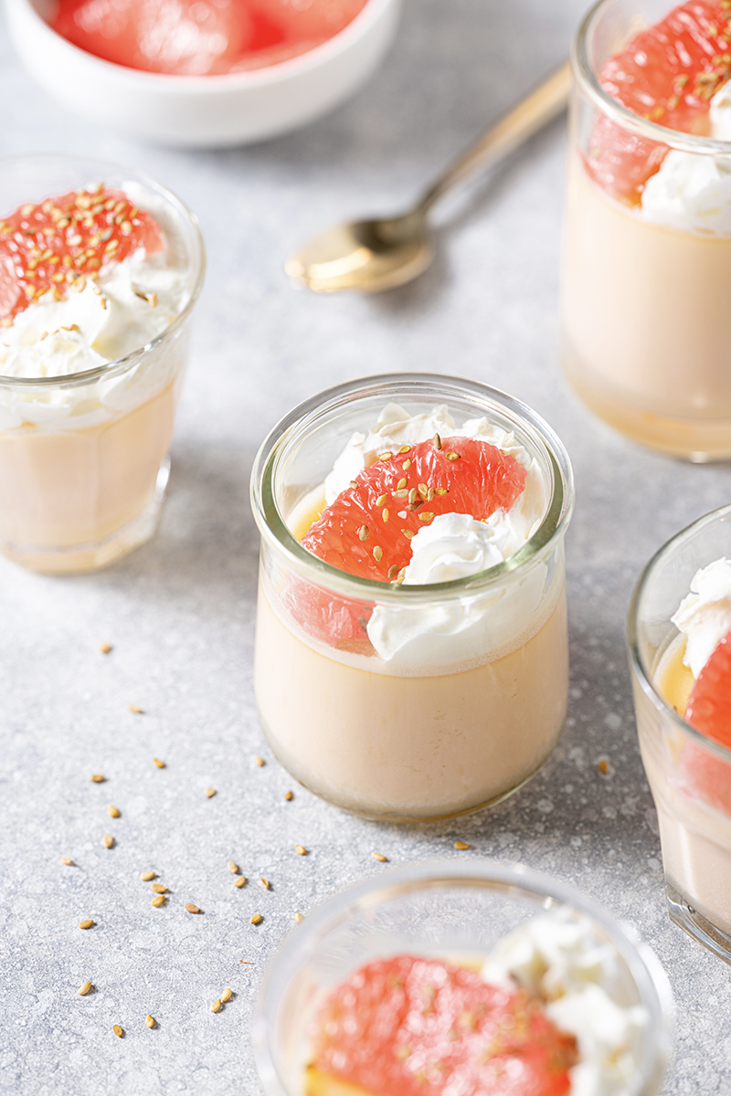 Posset au Pamplemousse de Floride chocolat blanc et sésame