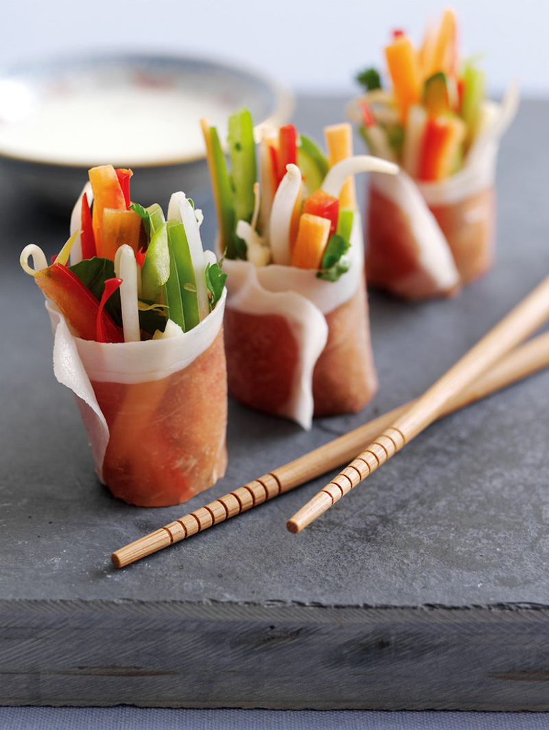 Rouleaux de printemps à la thaïlandaise et jambon de Parme