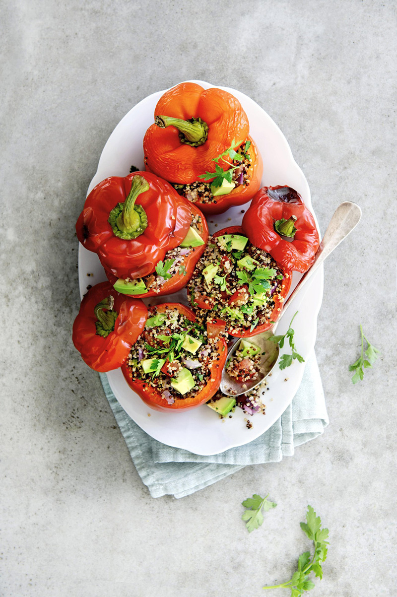 Poivrons farcis au quinoa et avocat