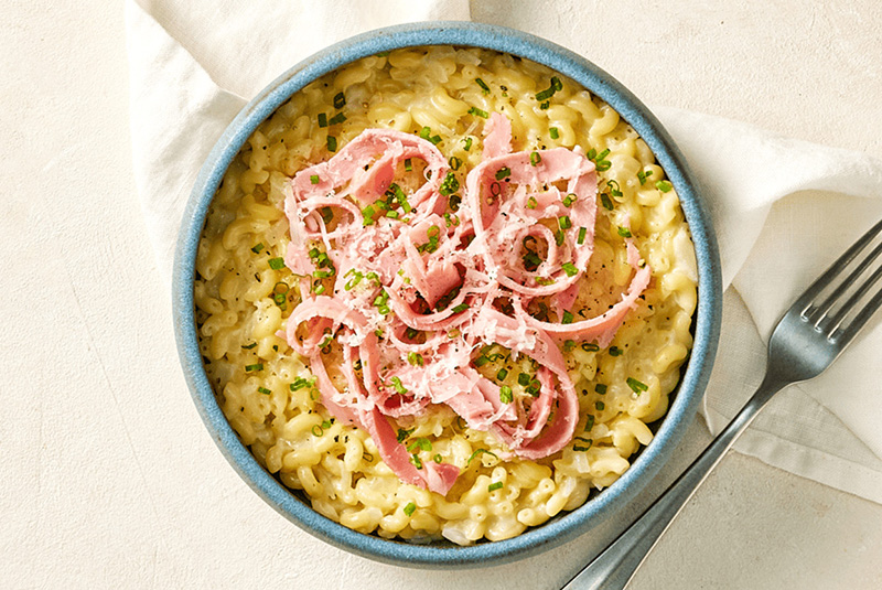 Risotto de coquillettes, jambon et Comté