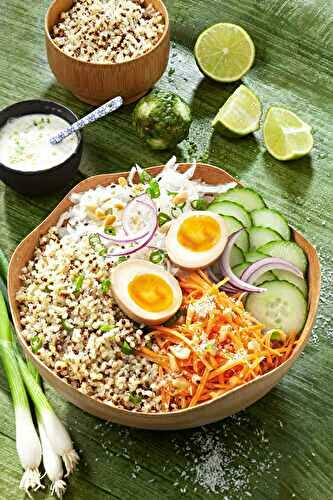 Bowl au Quinoa Gourmand, légumes & œufs Tamago