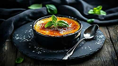 Crème brûlée au basilic