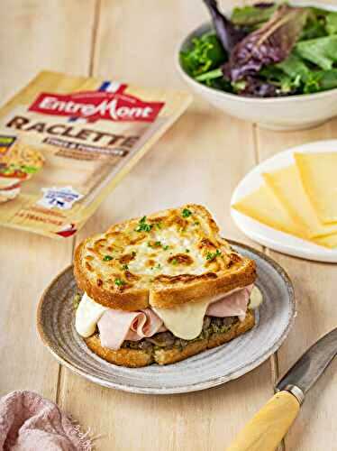 Croque Raclette mortadelle au fromage à Raclette Entremont