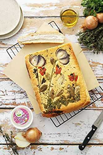 Focaccia fleurie au chèvre frais Petit Billy