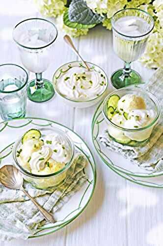 Glace au concombre et sa chantilly à la menthe