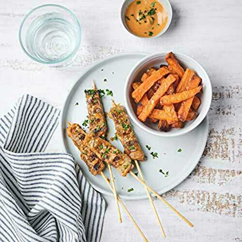 Brochettes d’agneau, ketchup et patates douces