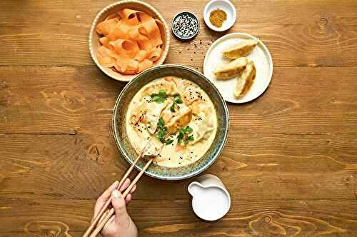 Soupe coco et gyozas crevettes