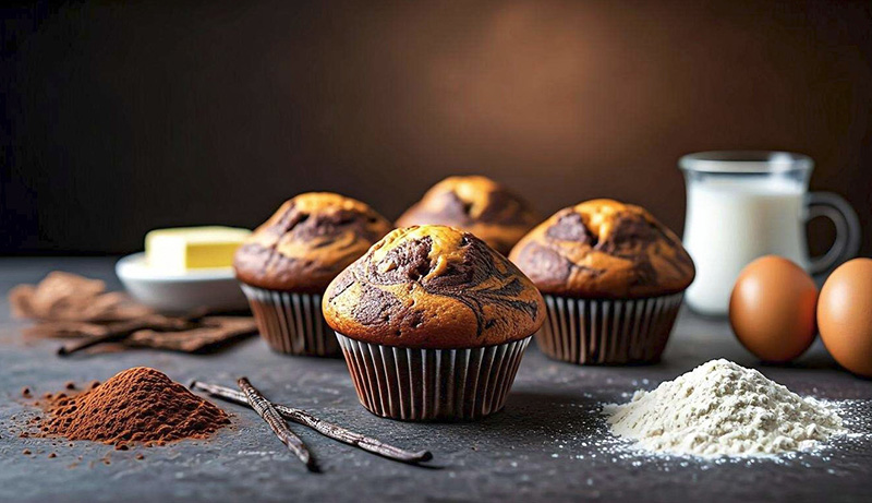 Muffins marbrés chocolat & vanille