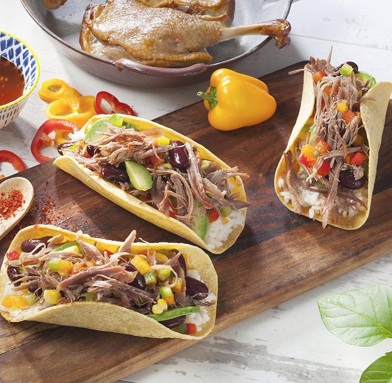 Tacos Tex-Mex au Confit de canard