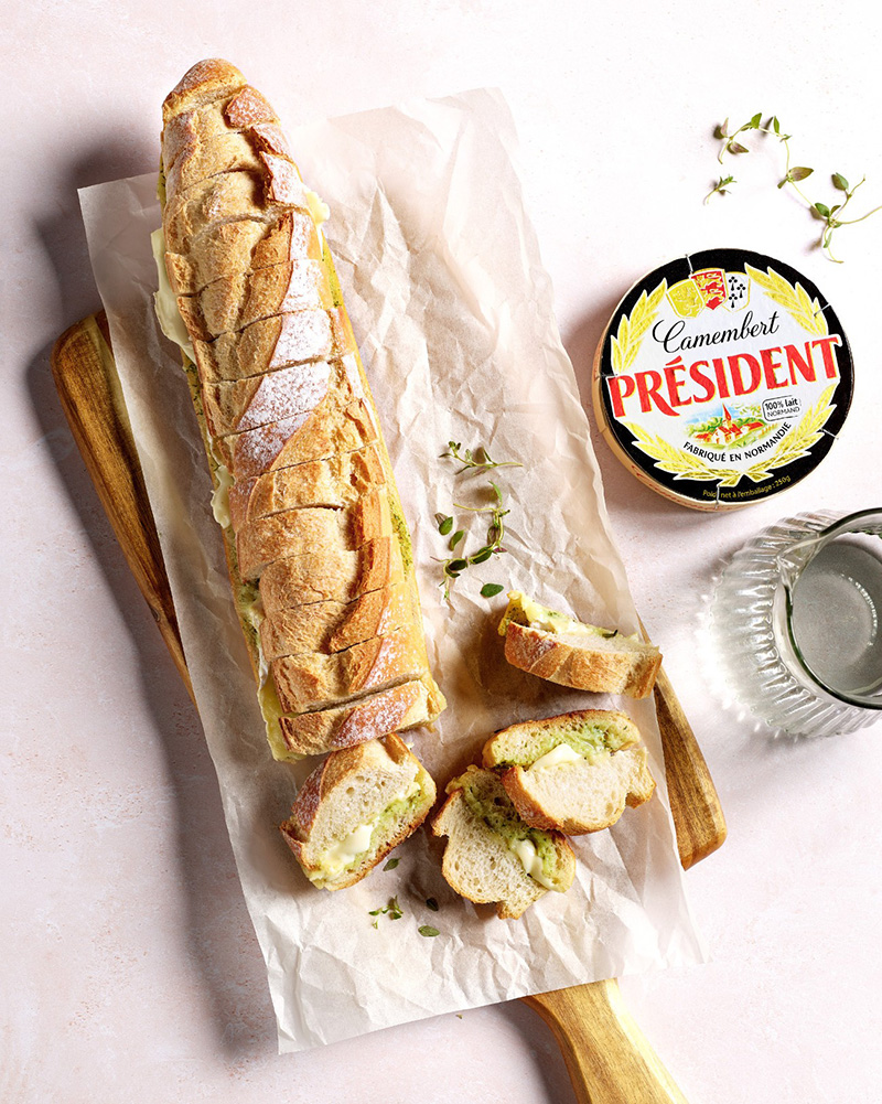 Baguette à partager au camembert façon préfou
