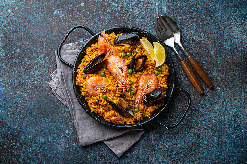 Paëlla espagnole aux fruits de mer
