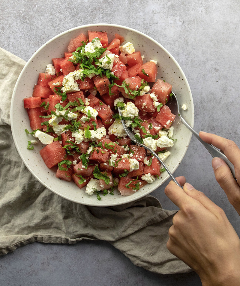 Salade feta et pastèque