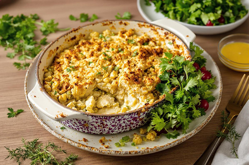 Crumble de cabillaud aux poireaux et quinoa