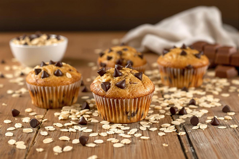 Muffins aux flocons d’avoine et pépites de chocolat