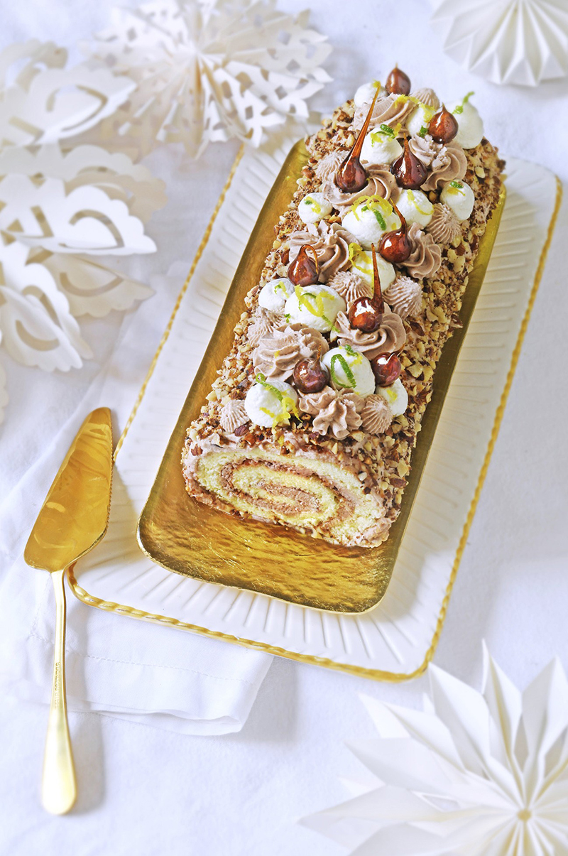 Bûche au citron et praliné