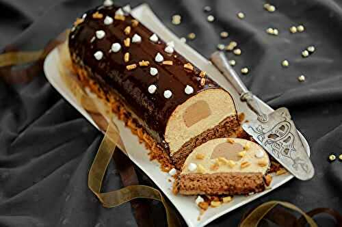 Bûche de Noël chocolat, praliné & spéculoos