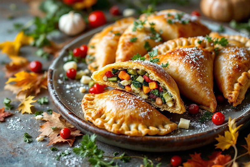 Empanadas feuilletés aux légumes rôtis